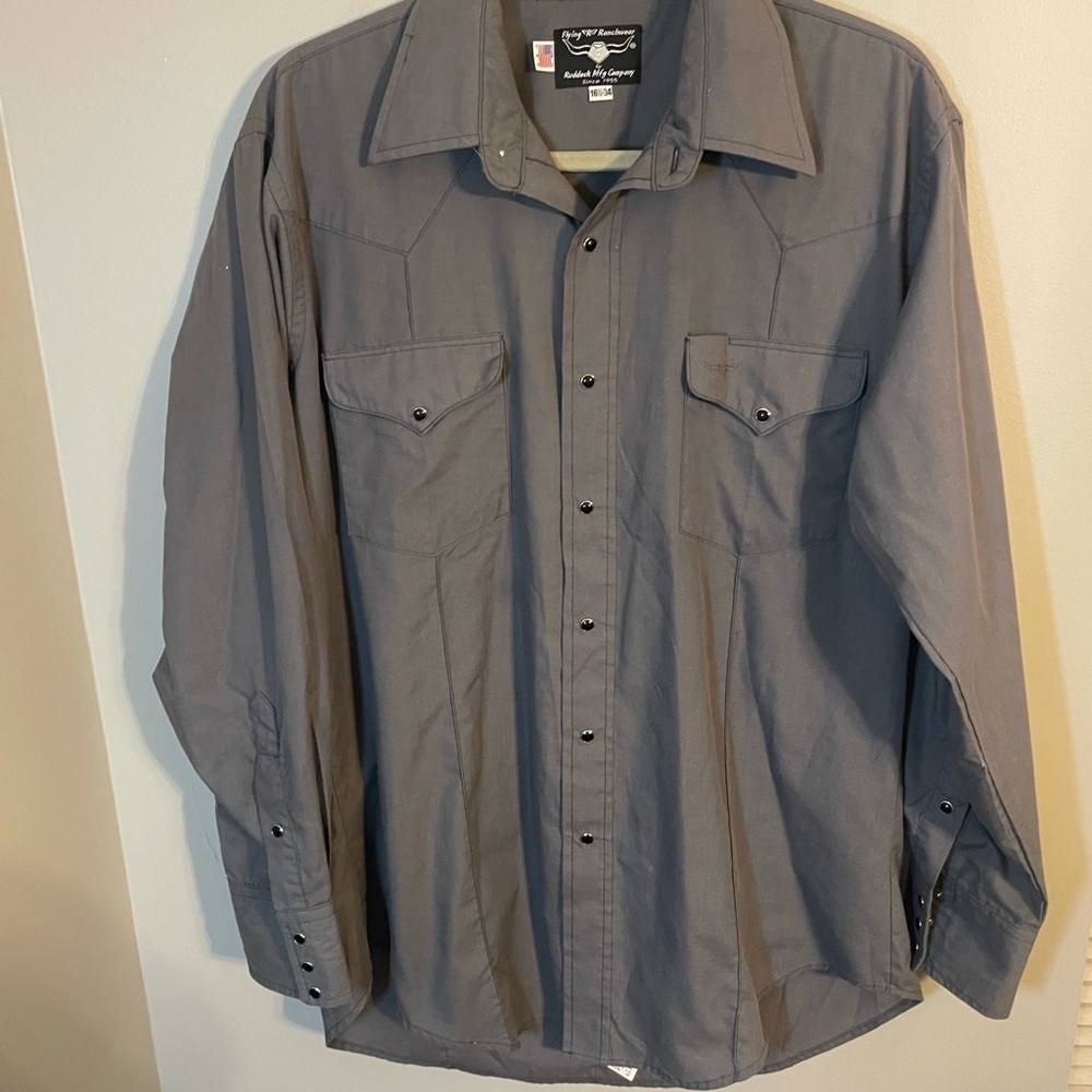 Flying R Ranchwear Gray Button-Up Shirt Classic Fit - Picture 2 of 8